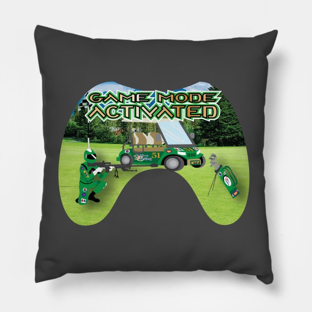 Game Mode Activated Green golf course Pillow by Sublime Expressions