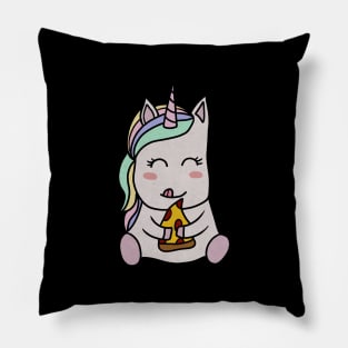 Cute Unicorn eating Pizza, Funny Pizza Lover Pillow