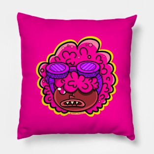 Fluffy Pink Cartoon Head Illustration Pillow