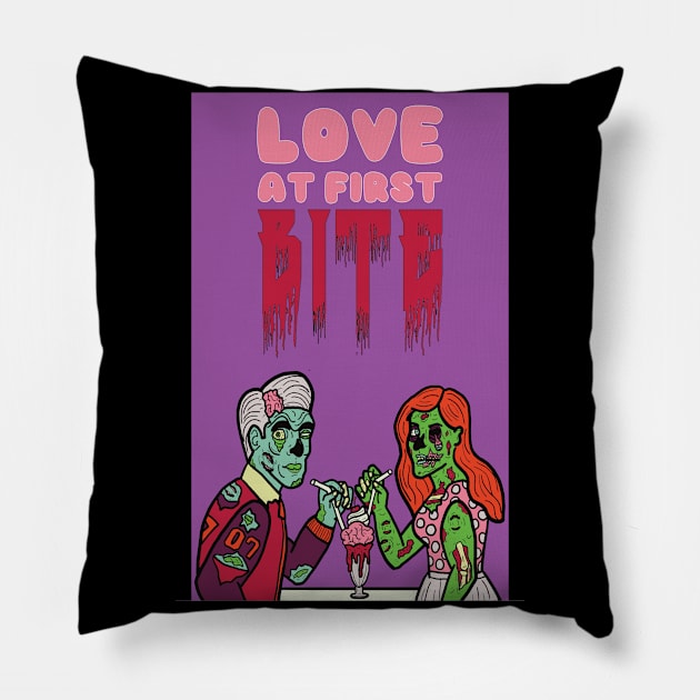 Love At First Bite Pillow by tesiamarieart