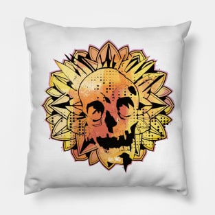 Skull Flower Sun Flower Pillow