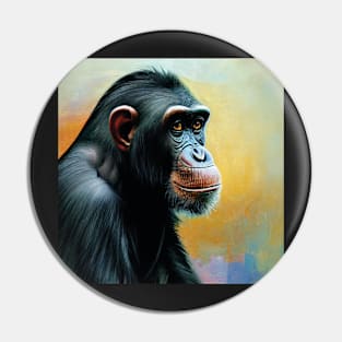 Thoughtful chimpanzee in profile Pin