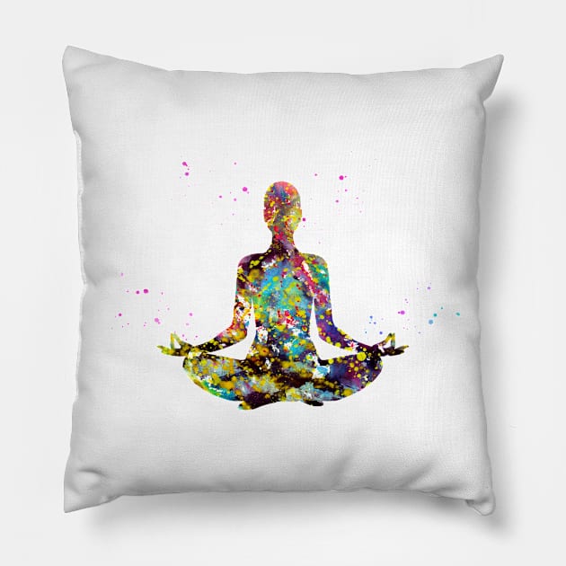 Meditating Woman Pillow by erzebeth