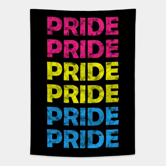 Pansexual Pride Flag Colors Repeating Text Design Tapestry by bumblefuzzies