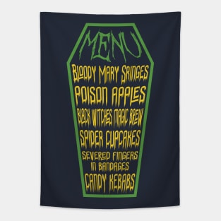 Funny Halloween Scary Text Food Menu Tapestry