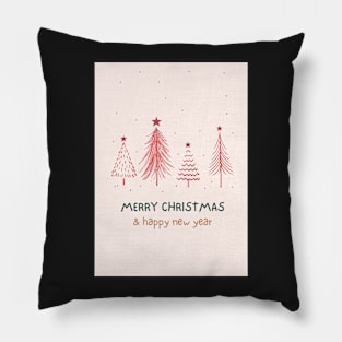 Merry Christmas & Happy New Year Greeting Card Pillow