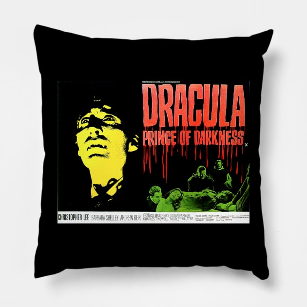 Classic Horror Lobby Card - Dracula Prince of Darkness Pillow by Starbase79