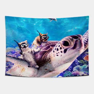 Cute Funny Cat Turtle Tapestry