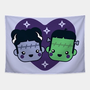 Kawaii Frankenstein's Monster and Bride of Frankenstein Tapestry