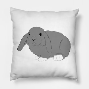 Lop rabbit black gray white Pillow