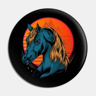 horse head illustration with moon Pin