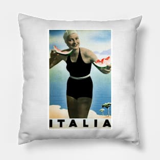 ITALIA Holidays Beach Seaside Art Deco Retro Vintage Italy Travel Pillow