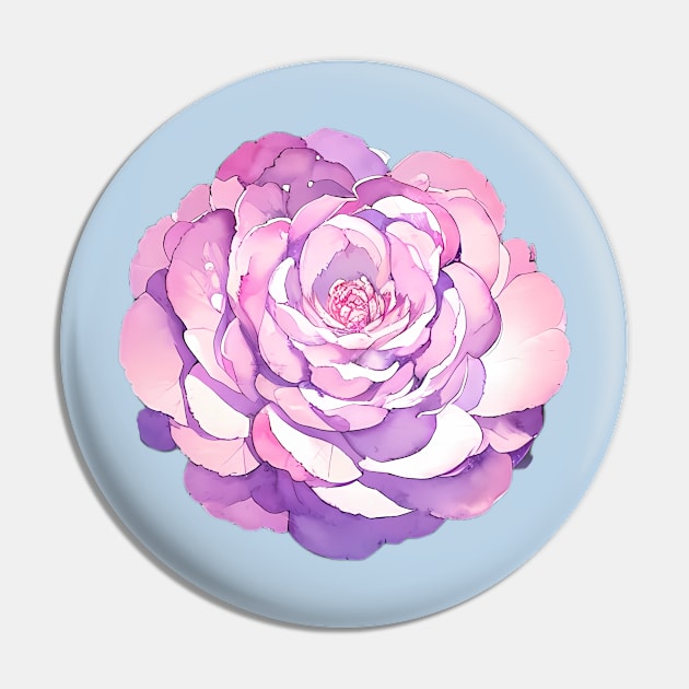 Lavender Purple Pink Hues Isolated Peony Flower - Aquarelle Watercolor Floral Painting Pin by PetalsPalette