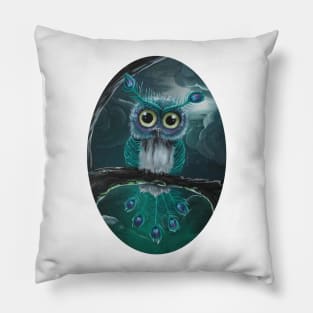 peacock owl Pillow