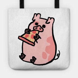 Cute Cartoon Piggy eating Pizza Tote