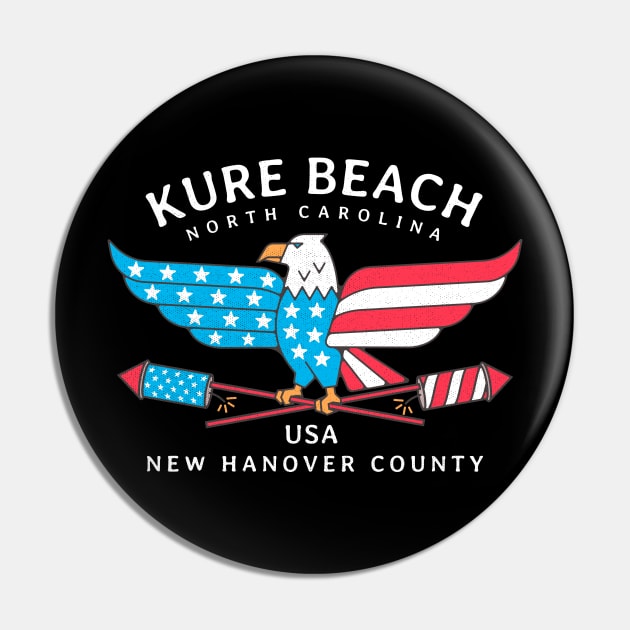 Kure Beach, NC Summer Patriotic Pride Fourth of July Pin by Contentarama