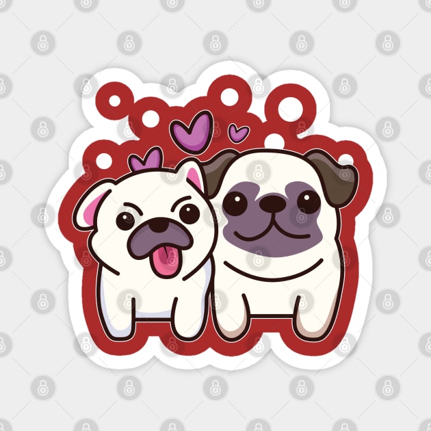 Cute Dog Couple Valentine Magnet by Kawaii Bomb