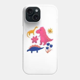 Colorful Dinos & Flowers Phone Case