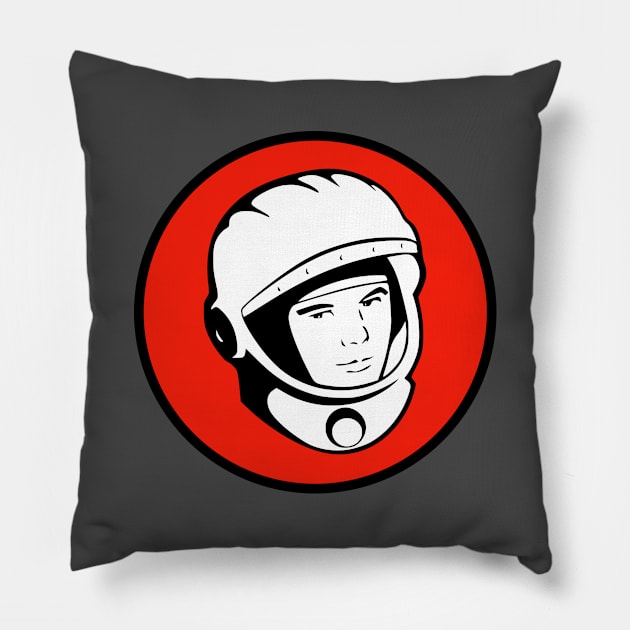 Retro Cosmonaut Badge Design: Yuri's Night Pillow by Jarecrow 