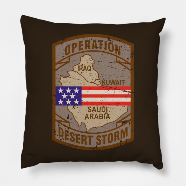 Desert Storm Vintage Badge Pillow by Distant War