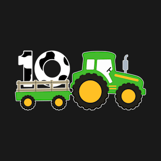 Kids 10th Birthday Boys Tractor Farmer Birthday T-Shirt