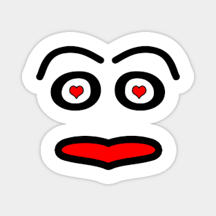 Funny love face - heart - red and black. Magnet
