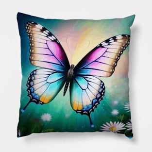 Butterfly and Daisies Pillow