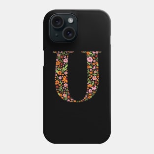 Retro Floral Letter U Phone Case