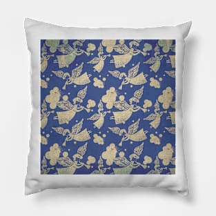 Angel with Trumpet - pattern - indigo Pillow