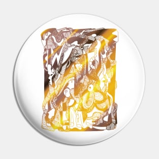 White Gold Abstract Wave of Thoughts No 4 Pin