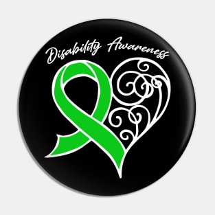 Disability Awareness Heart Ribbon Gift Valentines Day - In This Family Nobody Fights Alone Pin