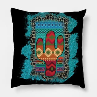 Turquoise Serape Cactus Pillow