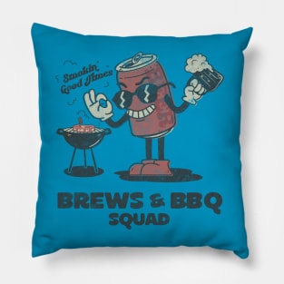 Funny Beer & BBQ Grill Crew Retro Pillow