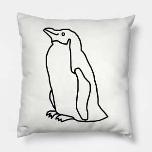 Little Penguin Minimal Line Drawing Pillow