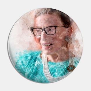 Ruth Bader Ginsburg Smiling Portrait Watercolor E Pin