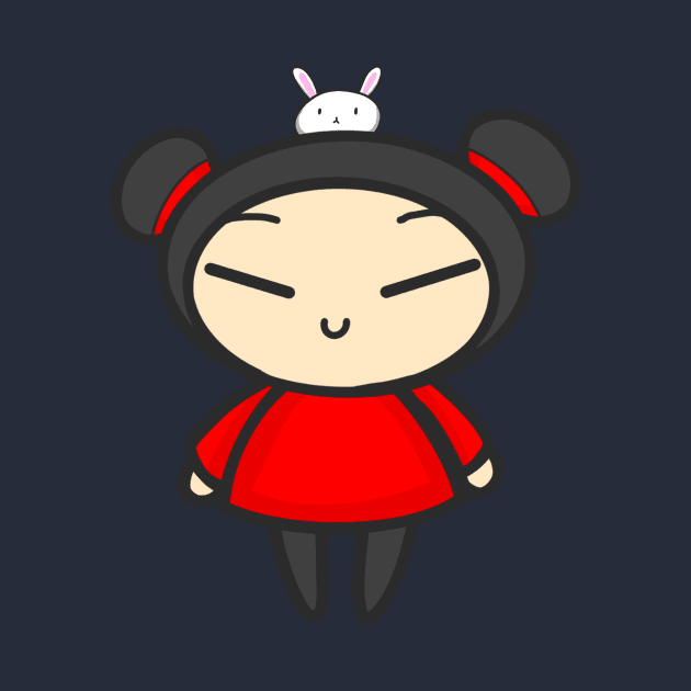 Pucca with a Bunny by aishiiart