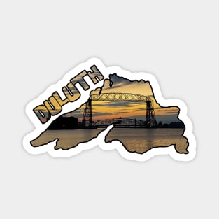 Lake Superior Outline (Duluth's Aerial Lift Bridge at Sunrise) Magnet