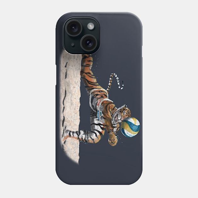 Cat Warrior Beach Volleyball Realistic Art Phone Case by Helms Art Creations