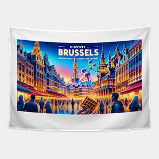 Enchanting Brussels Twilight in Belgium Tapestry