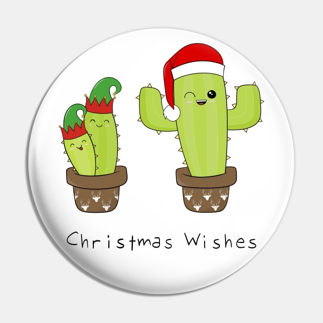 Santa and Elves Christmas Cacti Pin by ShutterStudios