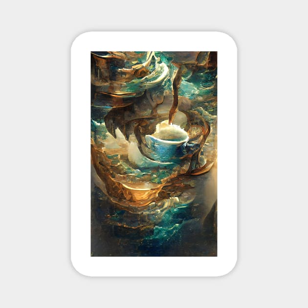 The Coffee teal ocean wave| Ocean wave vintage Magnet by PsychicLove