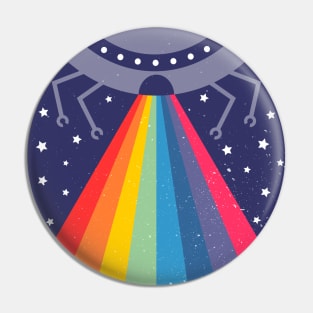 Alien Abduction Rainbow Pin