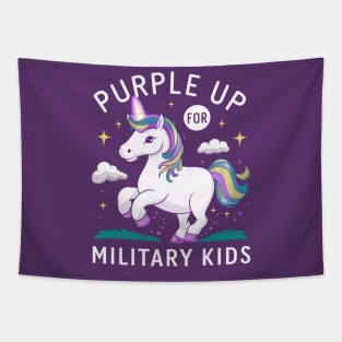 Purple Up For Military Kids Unicorn Military Child Month Tapestry