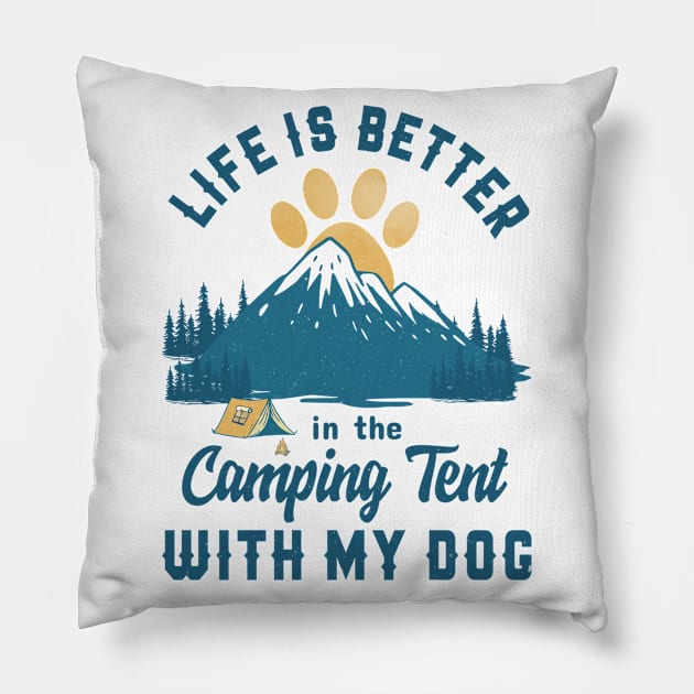 Camping With Dog Pillow by POD Anytime