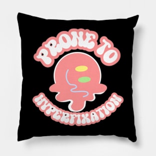 Prone to Hyperfixation Pink Y2K Aesthetic Pillow