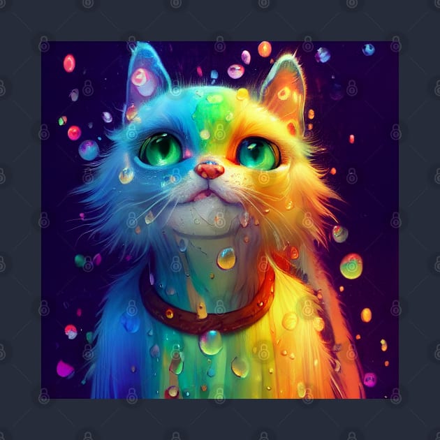 Rainbow cat in the rain by Aimages