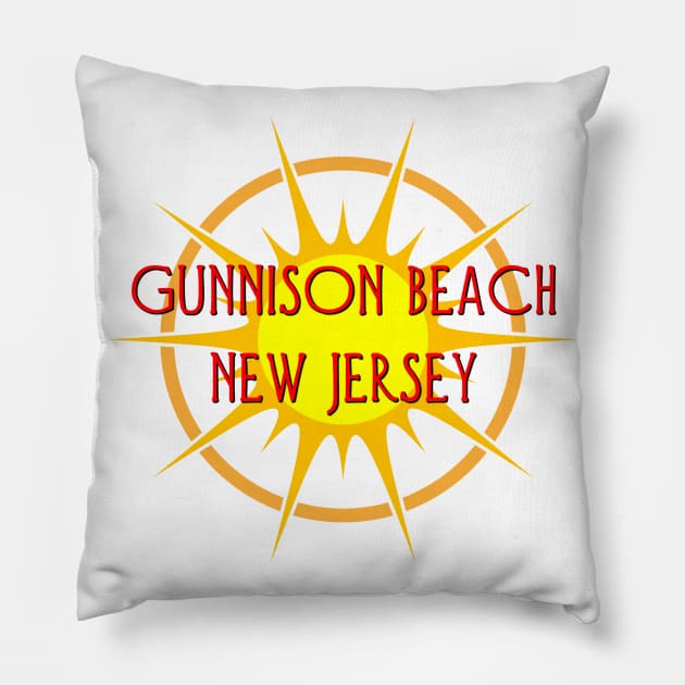 Life's a Beach: Gunnison Beach, New Jersey Pillow by Naves