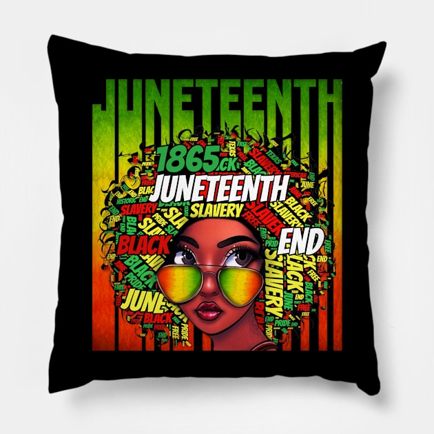 Juneteenth Independence Day Afro Melanin Natural Hair Womens Pillow by joneK