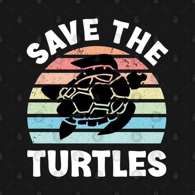 Save The Turtles Sea Turtle Retro Sunset by Whimsical Frank