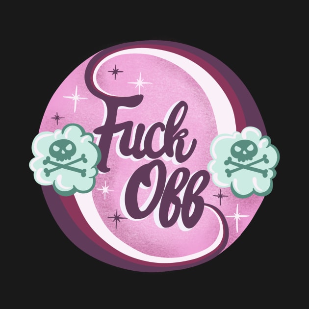 Fuck Off Cute Pink Kawaii Design with Skull Clouds by xenotransplant